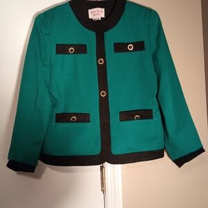 🦄Ann Kiki Green and Black Blazer Size 6